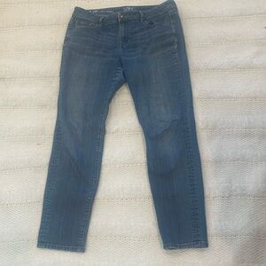 Ann Taylor loft modern skinny jeans straight leg mid rise cotton blue womens 12P